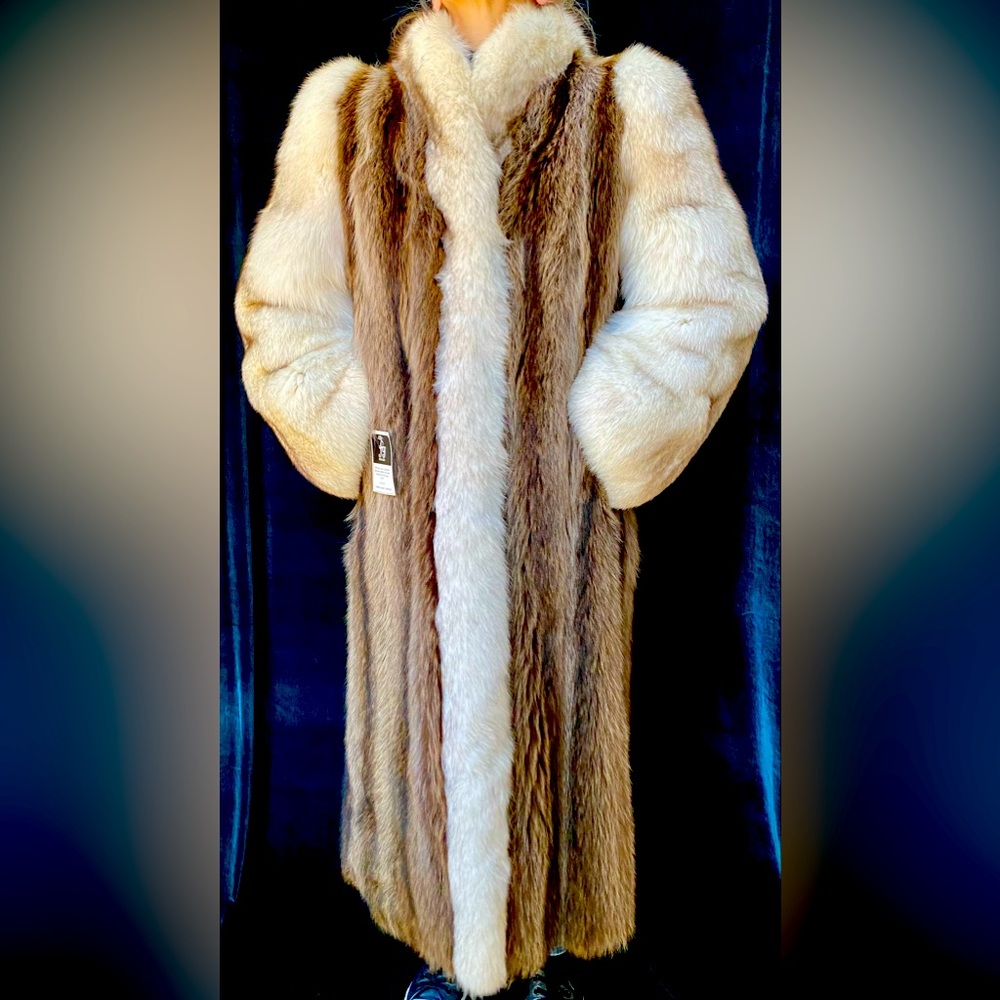 Beautiful silver fox and raccoon full length coat